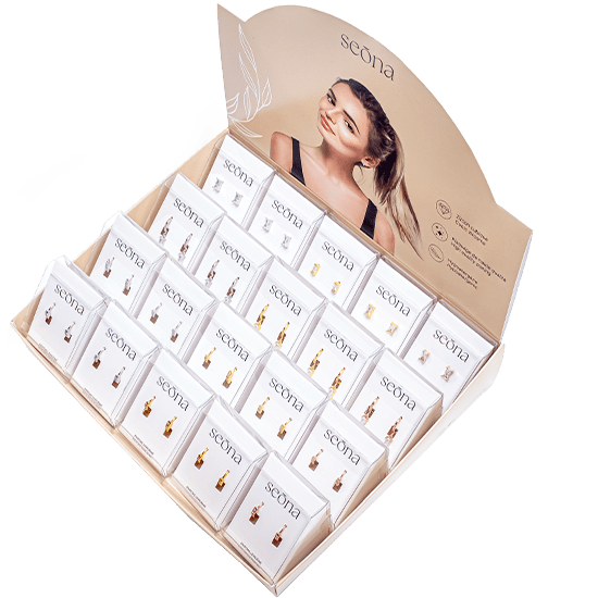 CELESTE - Drop Plated Huggies + Rectangle Earrings + Pave Huggies - seona - beauty_salon_wholesale