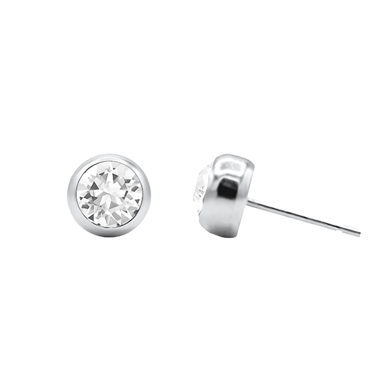 JADE - 7.5mm Bezel Crystal Earrings - 20 Pack Pop Up Display - Hypoallergenic - seona - beauty_salon_wholesale