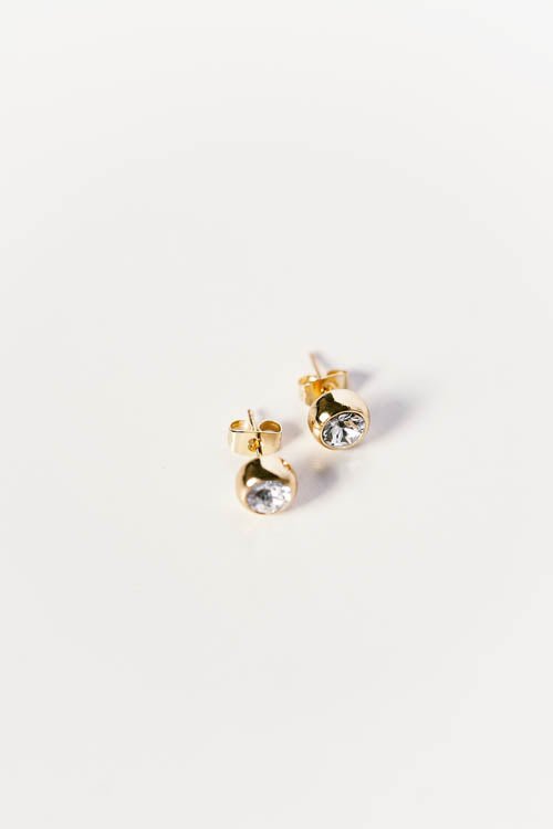 JADE - Pack of 6 - 7.5mm Bezel Crystal Earrings - Hypoallergenic - seona - beauty_salon_wholesale