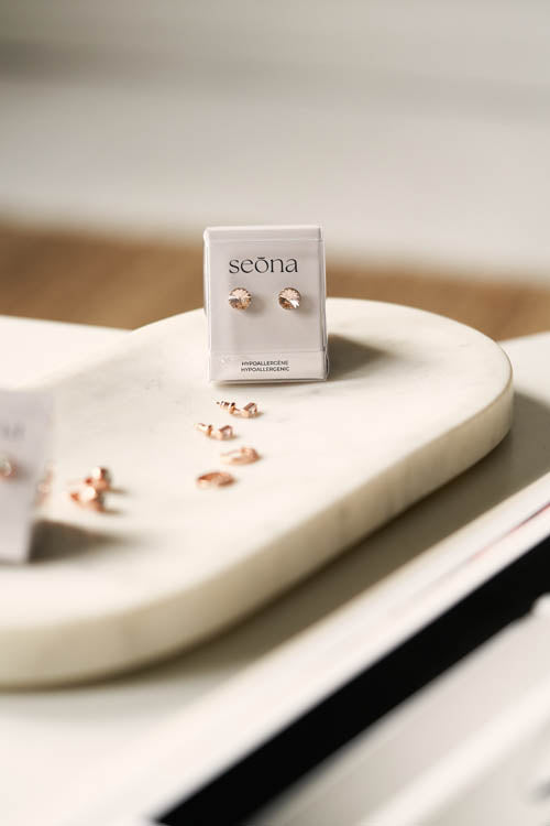 MILA - 8.3mm Rivoli Crystal Earrings - 20 Pack Pop Up Display - Hypoallergenic - seona - beauty_salon_wholesale