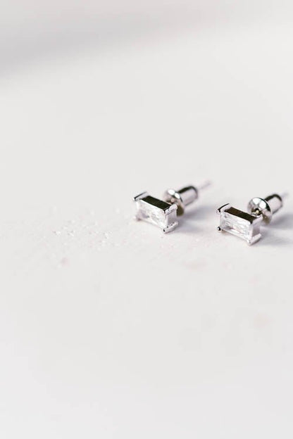 RHEA - 3mm x 5mm Rectangle Cubic Zirconia Earrings - 20 Pack Pop Up Display - Hypoallergenic - seona - beauty_salon_wholesale